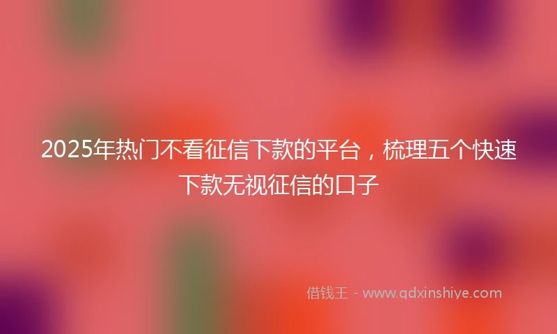 2025年热门不看征信下款的平台，梳理五个快速下款无视征信的口子