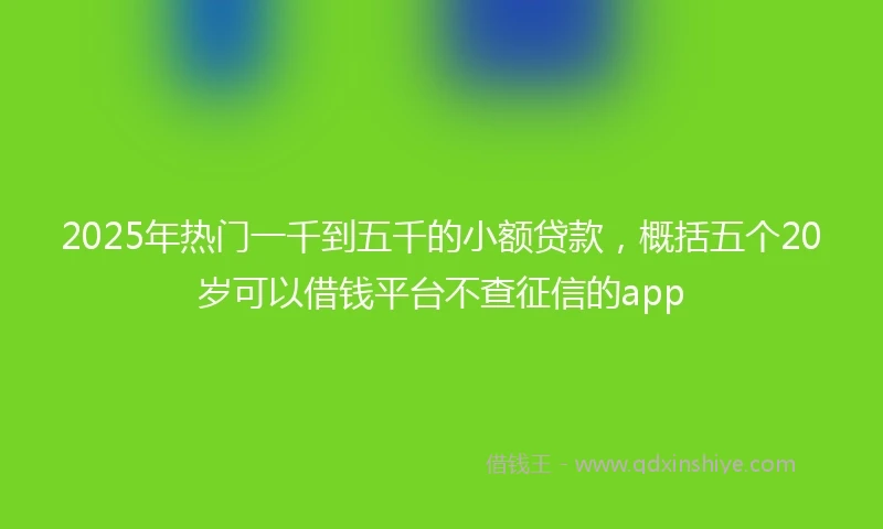 2025年热门一千到五千的小额贷款，概括五个20岁可以借钱平台不查征信的app