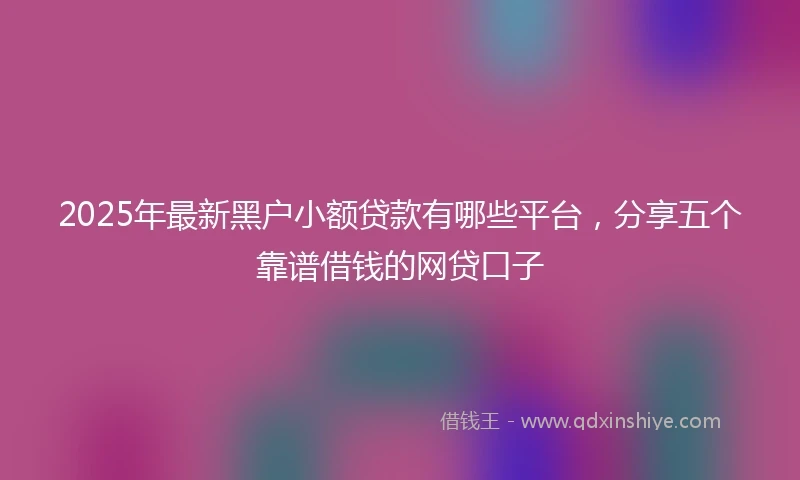 2025年最新黑户小额贷款有哪些平台，分享五个靠谱借钱的网贷口子