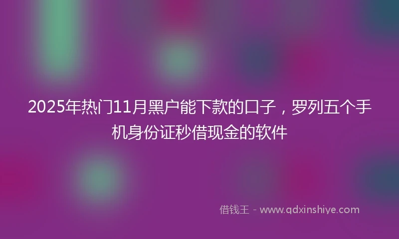 2025年热门11月黑户能下款的口子，罗列五个手机身份证秒借现金的软件
