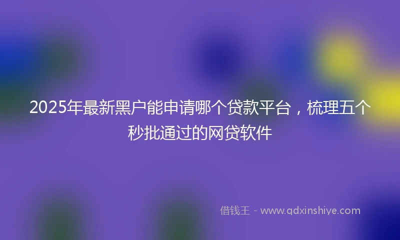 2025年最新黑户能申请哪个贷款平台，梳理五个秒批通过的网贷软件