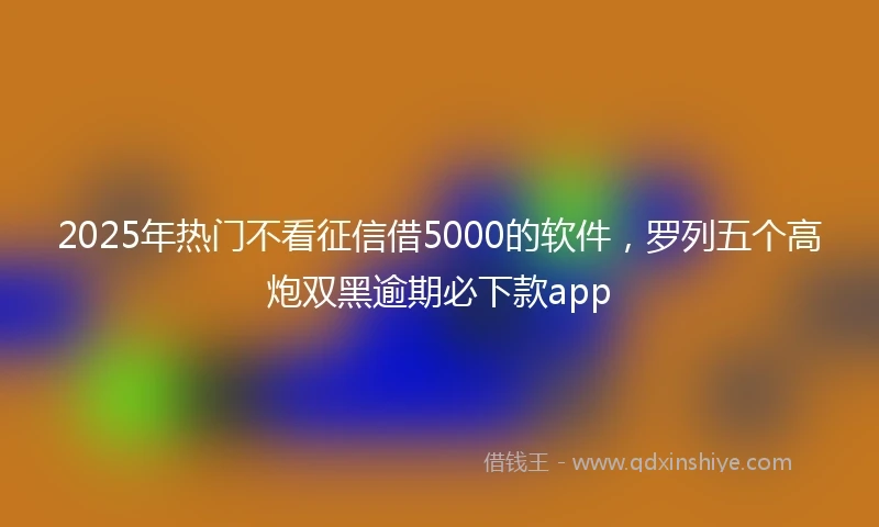 2025年热门不看征信借5000的软件，罗列五个高炮双黑逾期必下款app