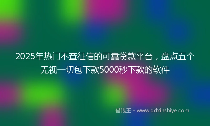 2025年热门不查征信的可靠贷款平台,盘点五个无视一切包下款5000秒下款的软件