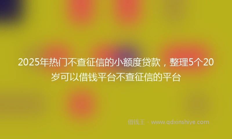2025年热门不查征信的小额度贷款，整理5个20岁可以借钱平台不查征信的平台