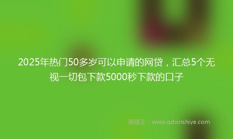 2025年热门50多岁可以申请的网贷,汇总5个无视一切包下款5000秒下款的口子