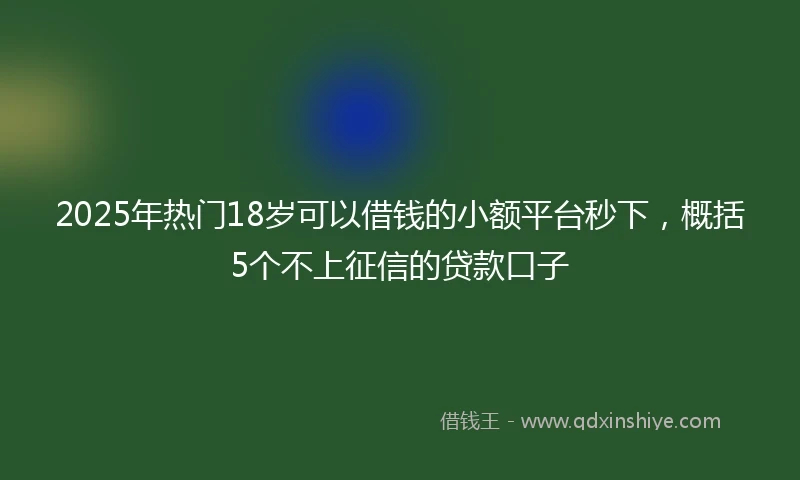 2025年热门18岁可以借钱的小额平台秒下，概括5个不上征信的贷款口子