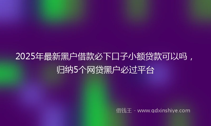 2025年最新黑户借款必下口子小额贷款可以吗，归纳5个网贷黑户必过平台