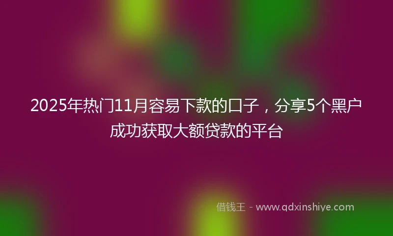 2025年热门11月容易下款的口子，分享5个黑户成功获取大额贷款的平台