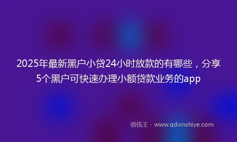 2025年最新黑户小贷24小时放款的有哪些，分享5个黑户可快速办理小额贷款业务的app