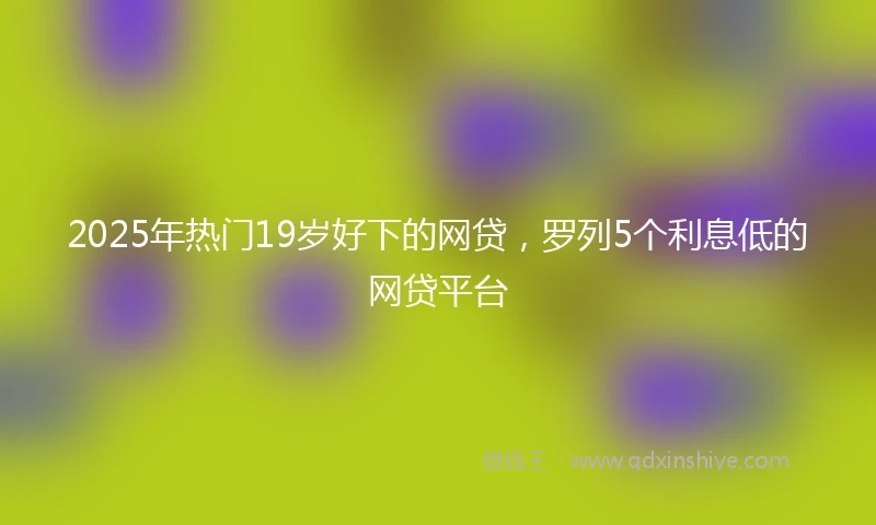 2025年热门19岁好下的网贷，罗列5个利息低的网贷平台