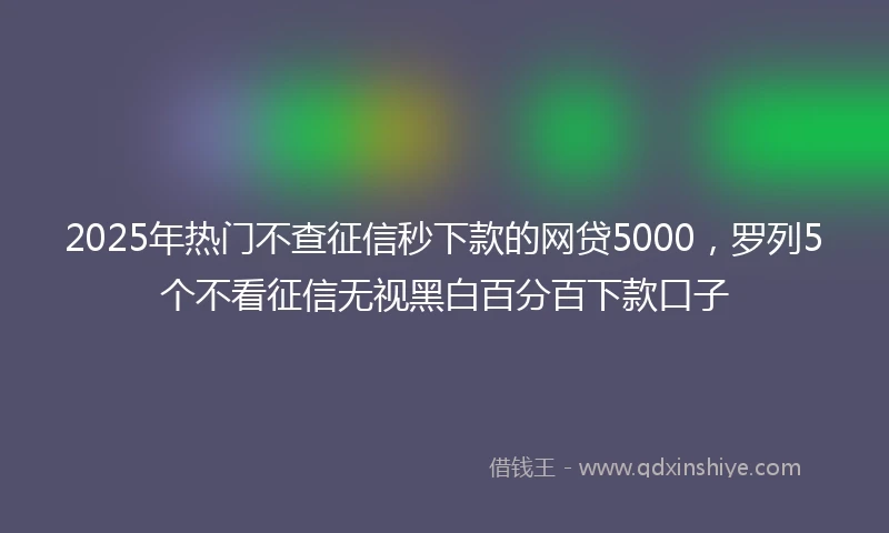 2025年热门不查征信秒下款的网贷5000，罗列5个不看征信无视黑白百分百下款口子