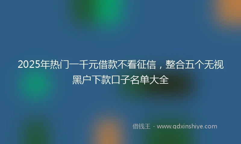 2025年热门一千元借款不看征信，整合五个无视黑户下款口子名单大全