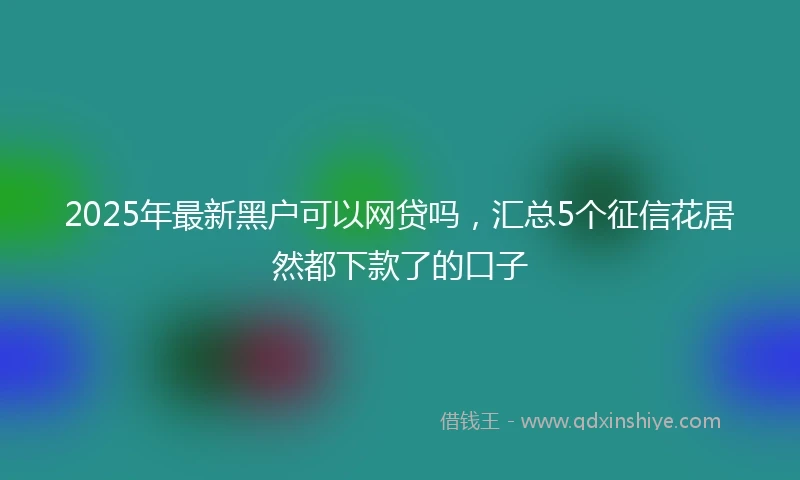 2025年最新黑户可以网贷吗，汇总5个征信花居然都下款了的口子