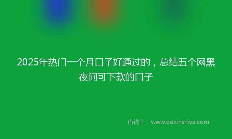 2025年热门一个月口子好通过的，总结五个网黑夜间可下款的口子