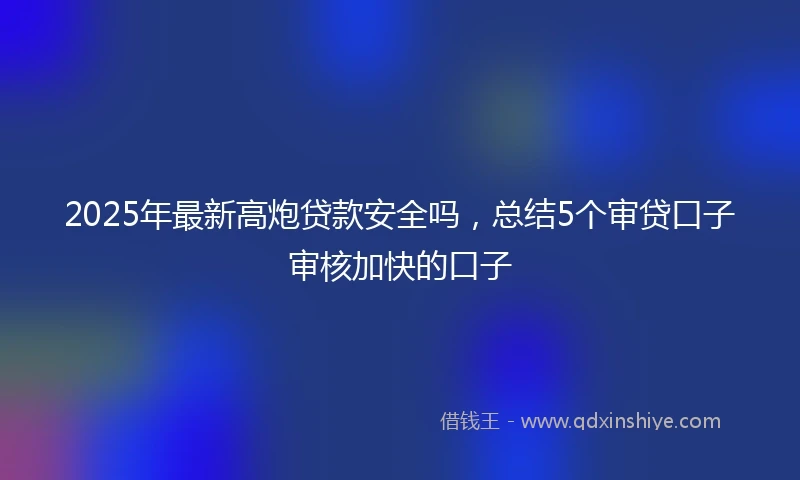 2025年最新高炮贷款安全吗,总结5个审贷口子审核加快的口子