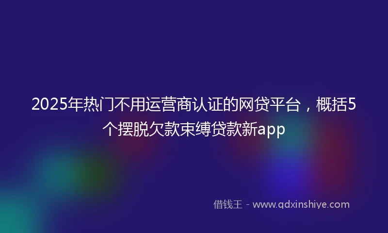 2025年热门不用运营商认证的网贷平台，概括5个摆脱欠款束缚贷款新app