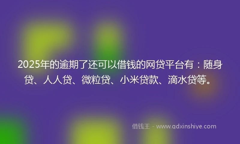 2025年的逾期了还可以借钱的网贷平台有:随身贷、人人贷、微粒贷、小米贷款、滴水贷等。