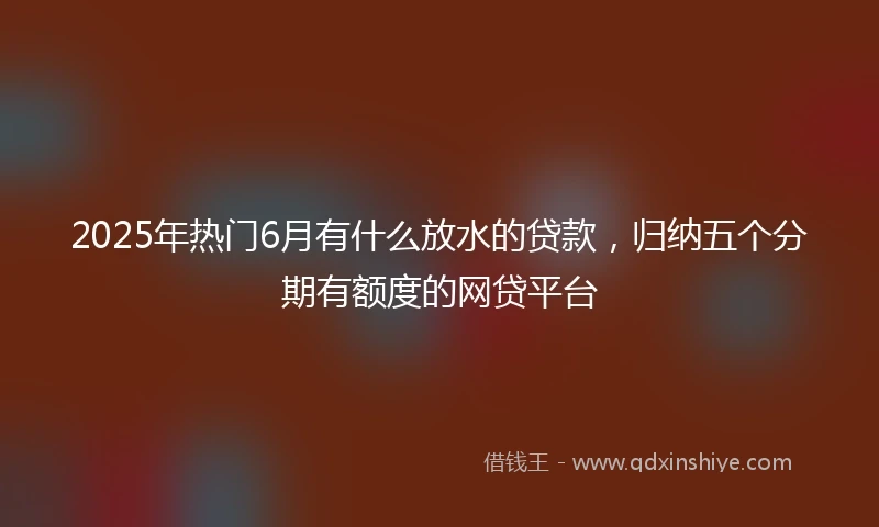 2025年热门6月有什么放水的贷款，归纳五个分期有额度的网贷平台