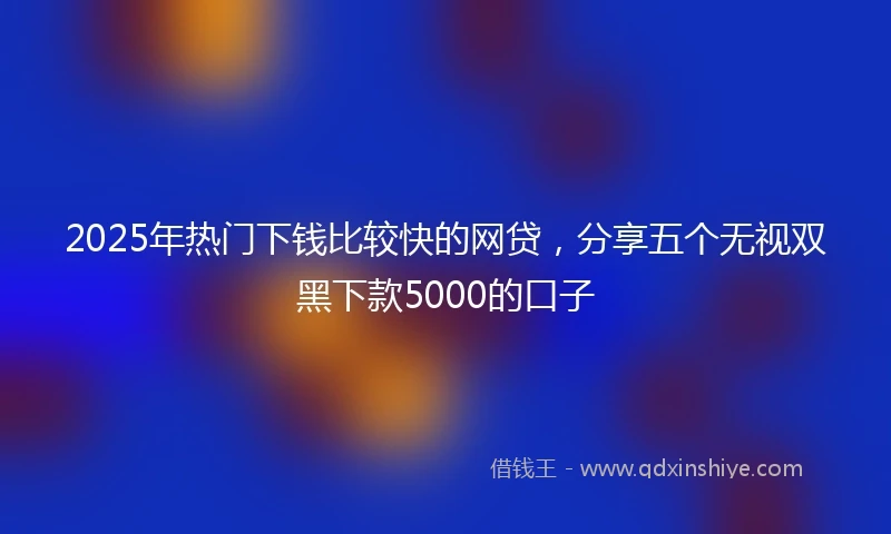 2025年热门下钱比较快的网贷，分享五个无视双黑下款5000的口子