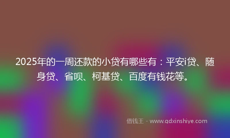 2025年的一周还款的小贷有哪些有：平安i贷、随身贷、省呗、柯基贷、百度有钱花等。