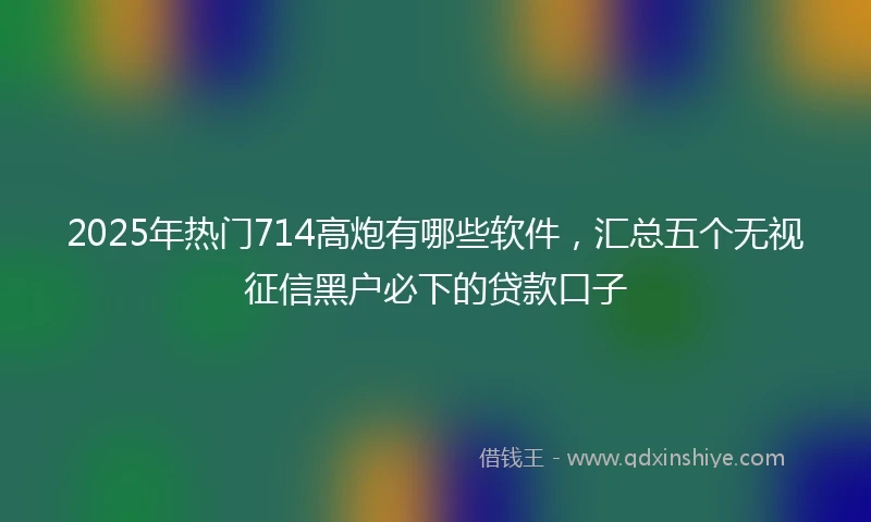 2025年热门714高炮有哪些软件，汇总五个无视征信黑户必下的贷款口子