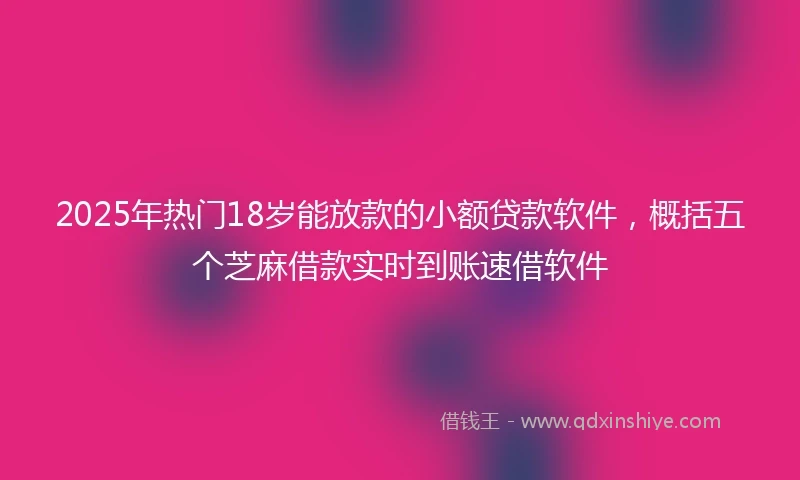 2025年热门18岁能放款的小额贷款软件，概括五个芝麻借款实时到账速借软件