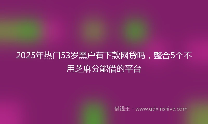 2025年热门53岁黑户有下款网贷吗，整合5个不用芝麻分能借的平台