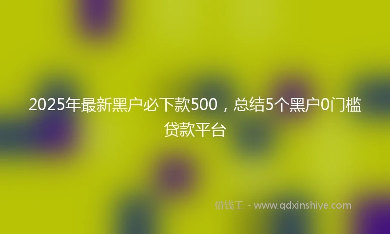 2025年最新黑户必下款500，总结5个黑户0门槛贷款平台
