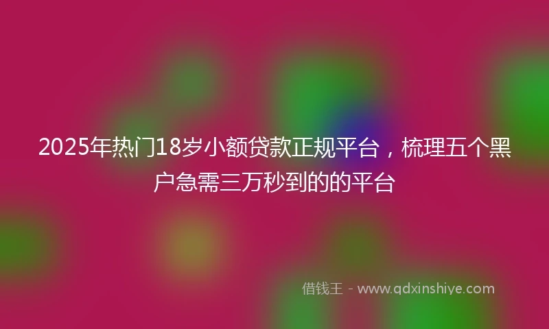 2025年热门18岁小额贷款正规平台,梳理五个黑户急需三万秒到的的平台