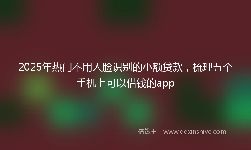 2025年热门不用人脸识别的小额贷款，梳理五个手机上可以借钱的app