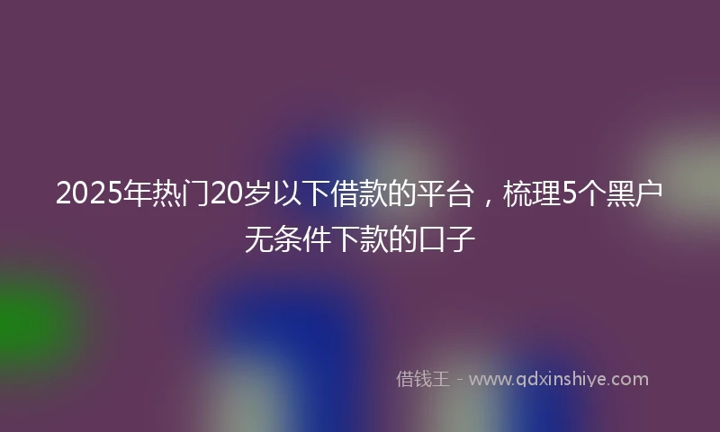 2025年热门20岁以下借款的平台，梳理5个黑户无条件下款的口子