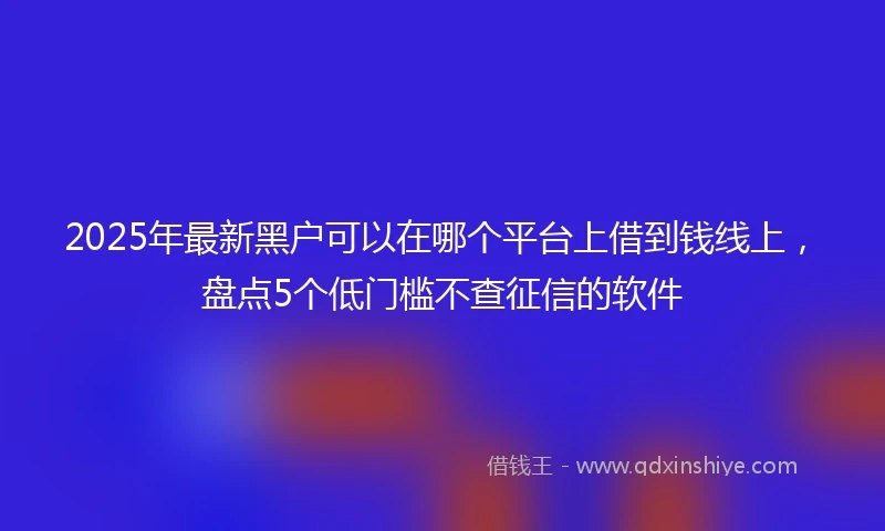 2025年最新黑户可以在哪个平台上借到钱线上，盘点5个低门槛不查征信的软件