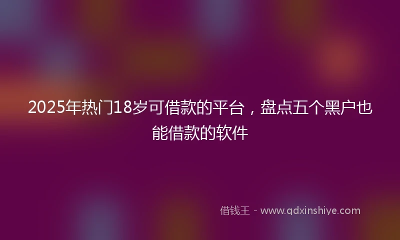 2025年热门18岁可借款的平台，盘点五个黑户也能借款的软件