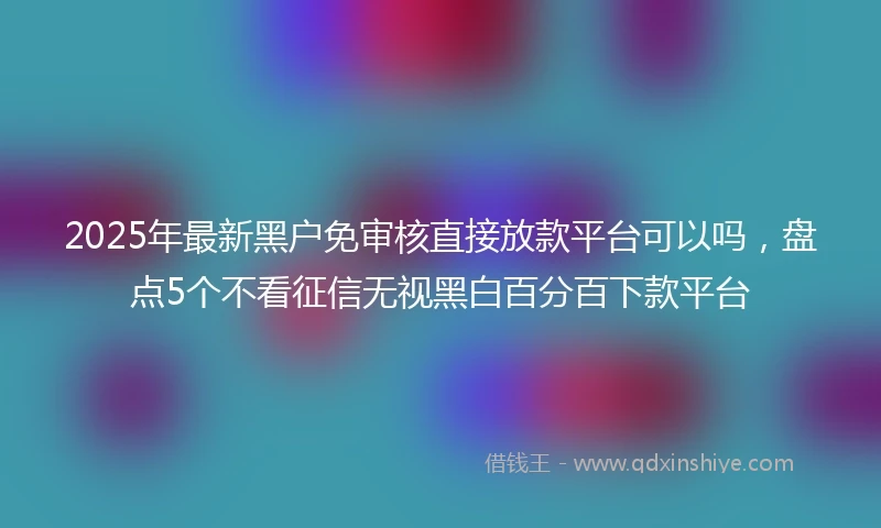 2025年最新黑户免审核直接放款平台可以吗，盘点5个不看征信无视黑白百分百下款平台
