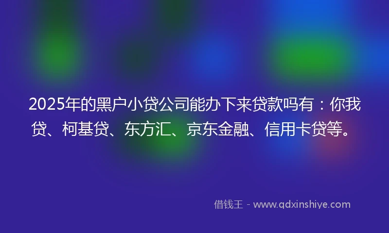 2025年的黑户小贷公司能办下来贷款吗有：你我贷、柯基贷、东方汇、京东金融、信用卡贷等。