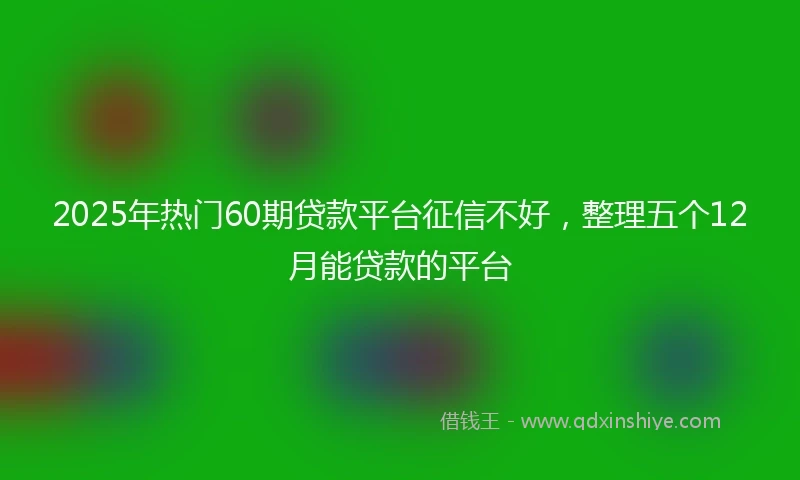 2025年热门60期贷款平台征信不好，整理五个12月能贷款的平台