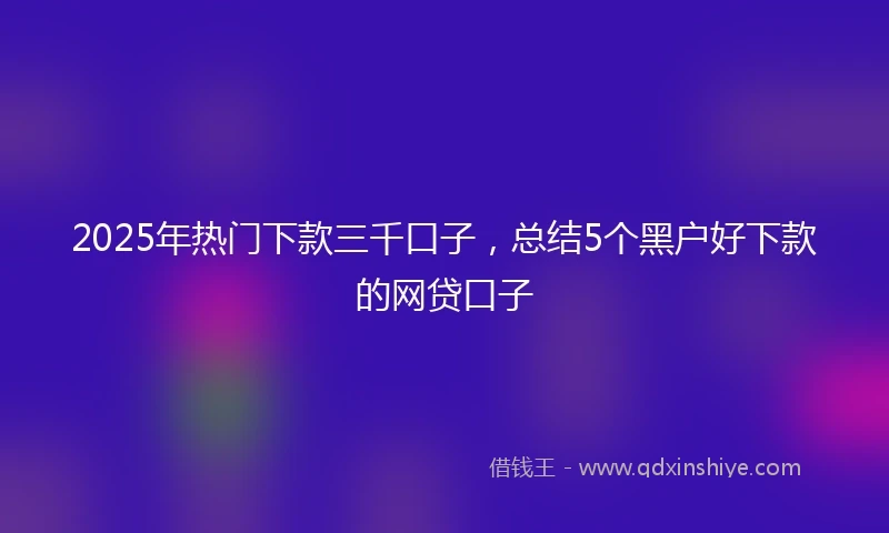 2025年热门下款三千口子，总结5个黑户好下款的网贷口子