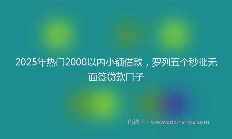 2025年热门2000以内小额借款,罗列五个秒批无面签贷款口子