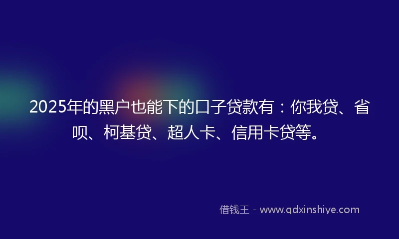 2025年的黑户也能下的口子贷款有：你我贷、省呗、柯基贷、超人卡、信用卡贷等。