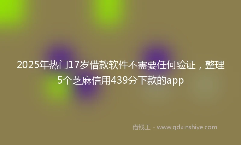 2025年热门17岁借款软件不需要任何验证，整理5个芝麻信用439分下款的app