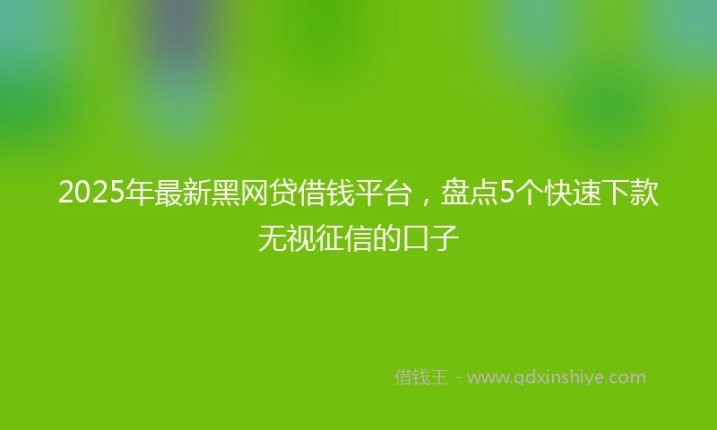 2025年最新黑网贷借钱平台，盘点5个快速下款无视征信的口子