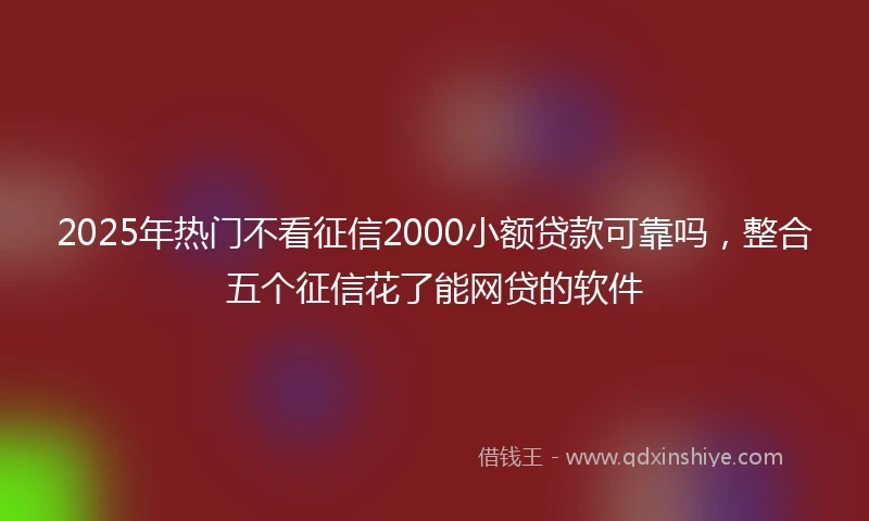 2025年热门不看征信2000小额贷款可靠吗，整合五个征信花了能网贷的软件