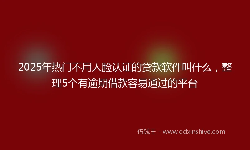 2025年热门不用人脸认证的贷款软件叫什么，整理5个有逾期借款容易通过的平台