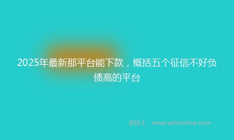 2025年最新那平台能下款，概括五个征信不好负债高的平台
