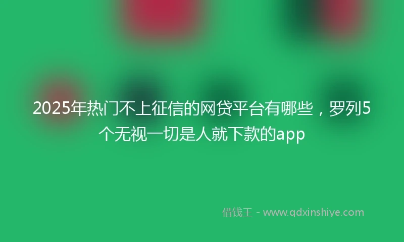 2025年热门不上征信的网贷平台有哪些，罗列5个无视一切是人就下款的app