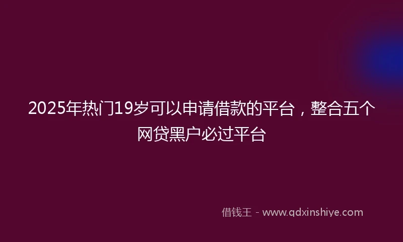 2025年热门19岁可以申请借款的平台，整合五个网贷黑户必过平台