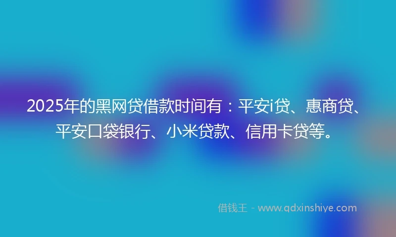 2025年的黑网贷借款时间有：平安i贷、惠商贷、平安口袋银行、小米贷款、信用卡贷等。