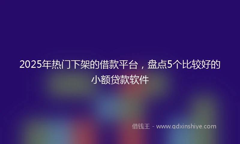 2025年热门下架的借款平台，盘点5个比较好的小额贷款软件