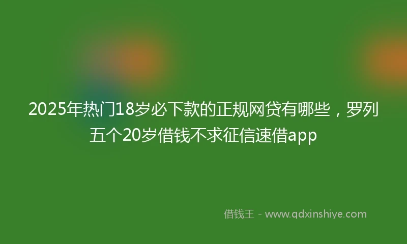 2025年热门18岁必下款的正规网贷有哪些，罗列五个20岁借钱不求征信速借app