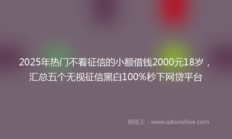 2025年热门不看征信的小额借钱2000元18岁,汇总五个无视征信黑白100%秒下网贷平台